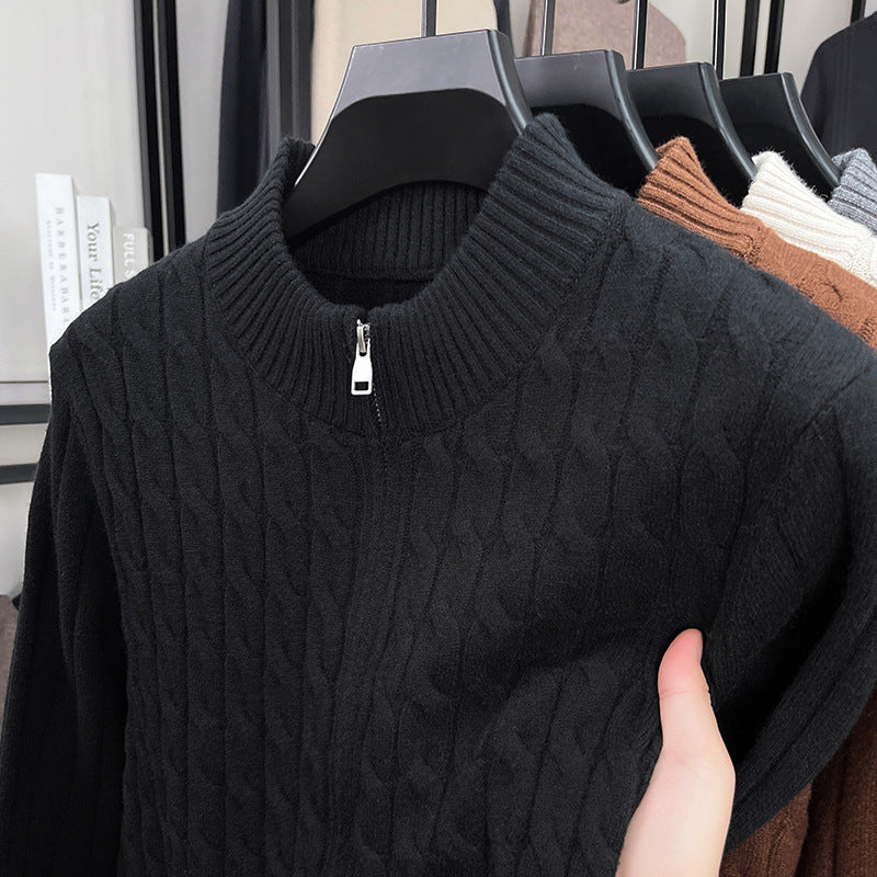 Cable Knit Stand Collar Sweater