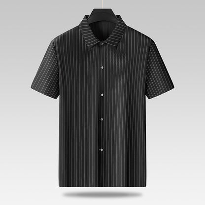 Urban Gents | Plus Size Striped Ice Silk Shirt