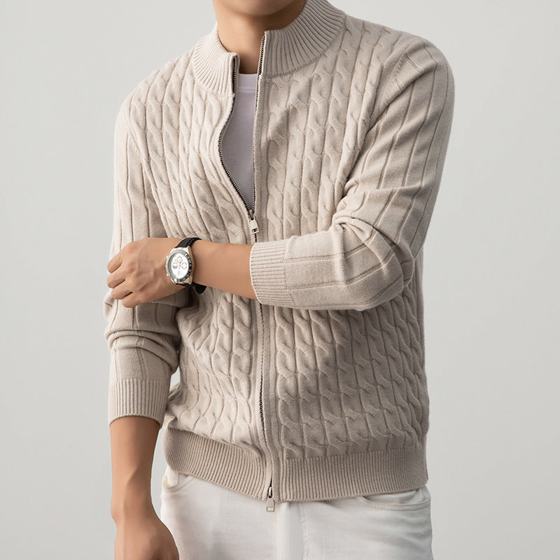 Cable Knit Stand Collar Sweater