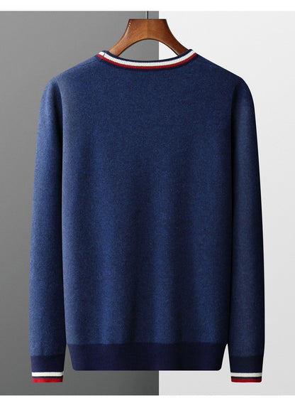 Men's Cardigan with Color Contrast Stripes