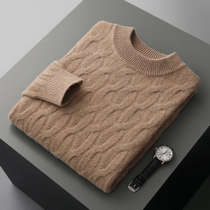 Men's knitted sweater with half turtleneck