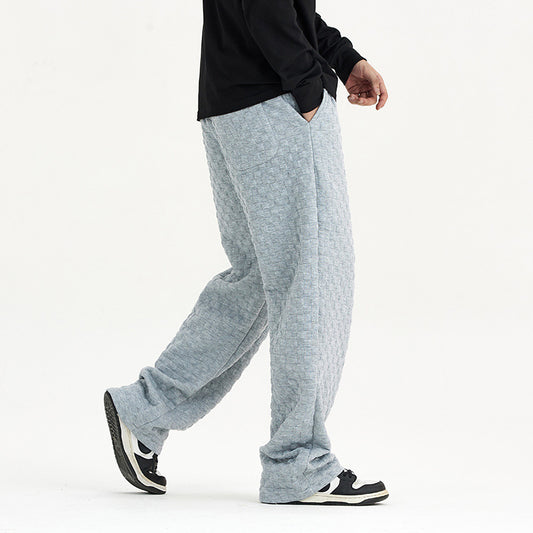 Loose Checkerboard Knit Trousers