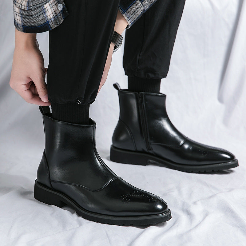 Classic leather boots with zipper