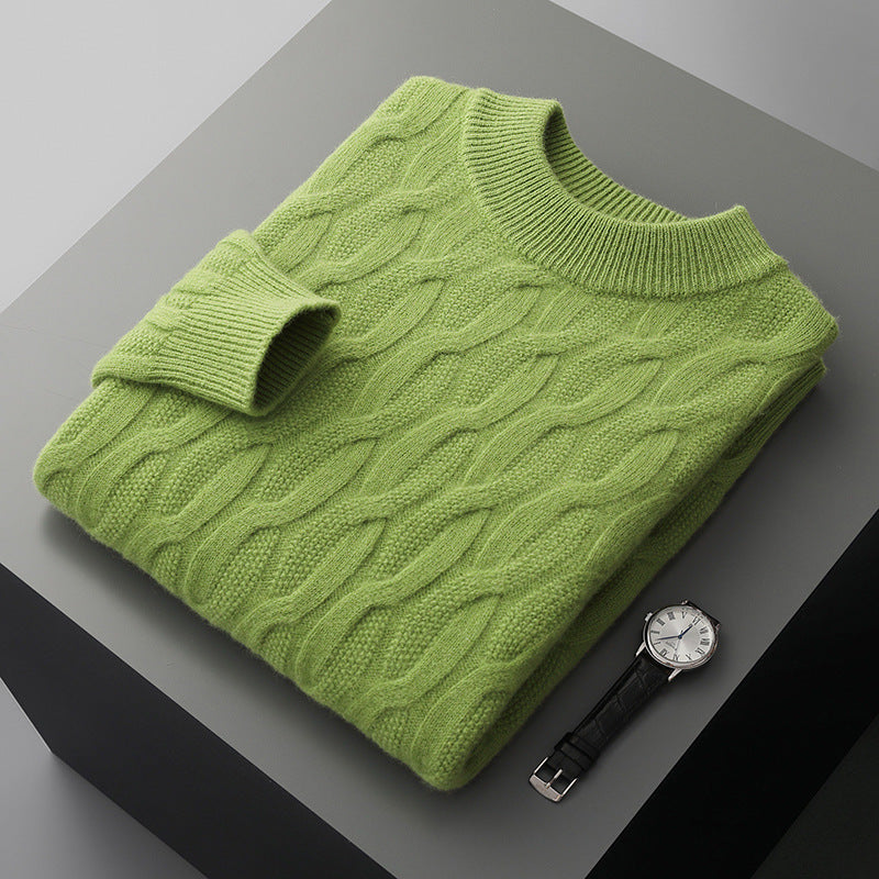 Men's knitted sweater with half turtleneck