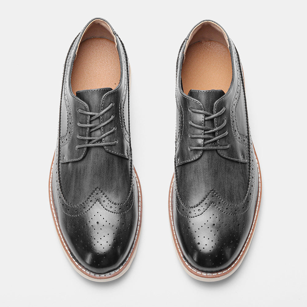 Classic Leather Brogue Sneakers – Lightweight & Comfortable