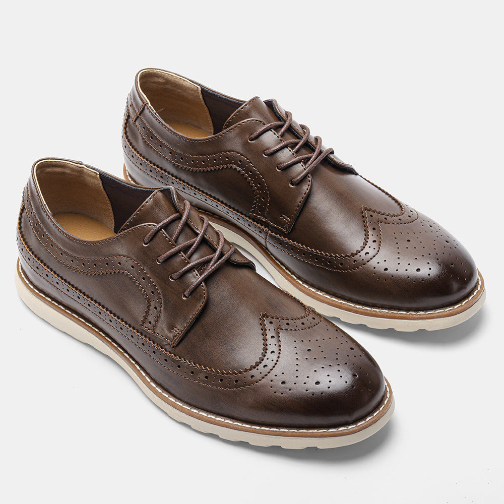 Classic Leather Brogue Sneakers – Lightweight & Comfortable