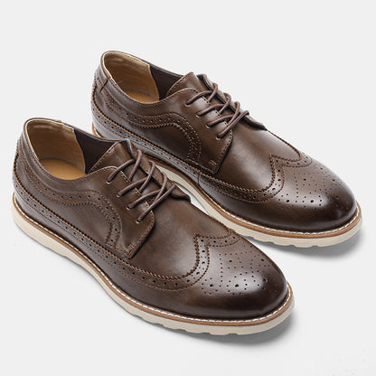 Classic Leather Brogue Sneakers – Lightweight & Comfortable