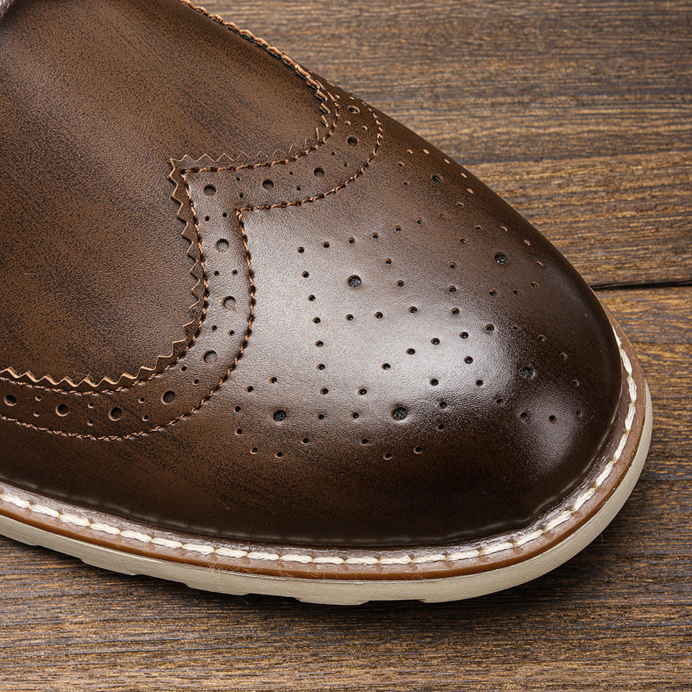 Classic Leather Brogue Sneakers – Lightweight & Comfortable