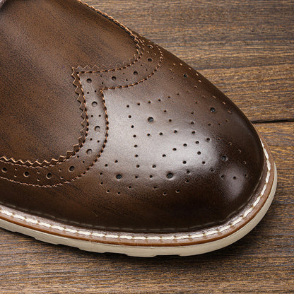 Classic Leather Brogue Sneakers – Lightweight & Comfortable