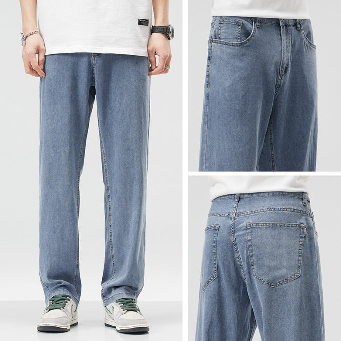 Loose Straight Ice Silk Jeans