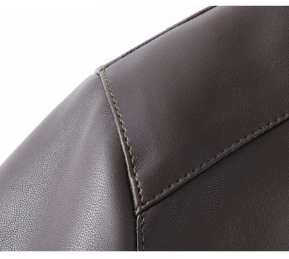 Urban Gents | Fur Lapel Leather Coat