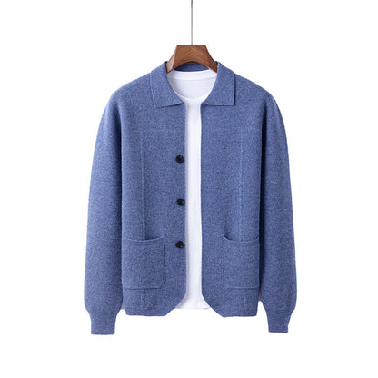 Men's Lapel Cardigan Sweater with Pockets