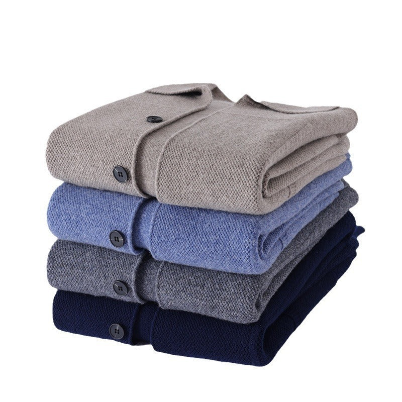 Men's Lapel Cardigan Sweater with Pockets