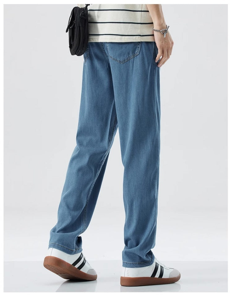 Loose Straight Ice Silk Jeans