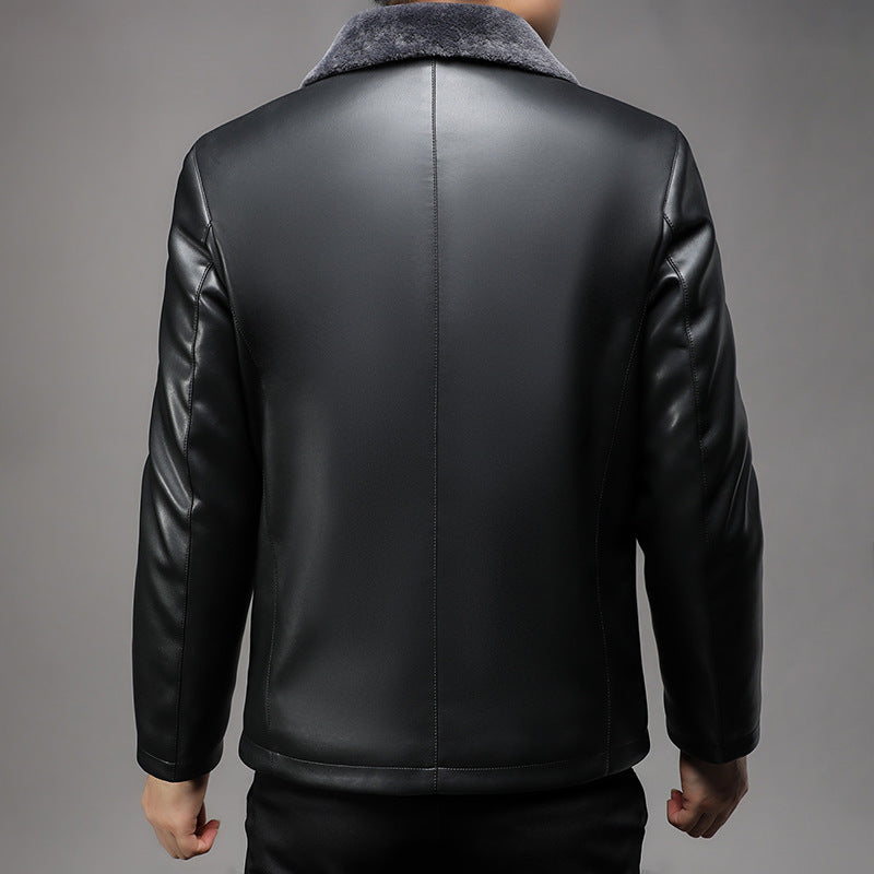 Urban Gents | Fur Lapel Leather Coat