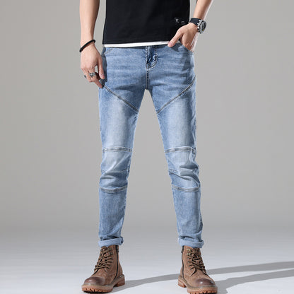 Urban Gents | Light-Wash Stretch Embroidered Jeans