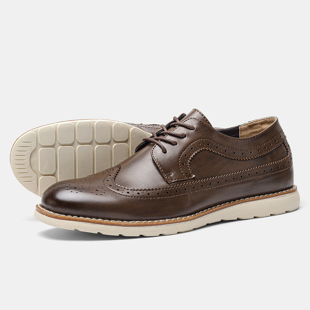 Classic Leather Brogue Sneakers – Lightweight & Comfortable