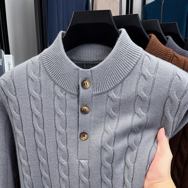 Cable Knit Stand Collar Sweater