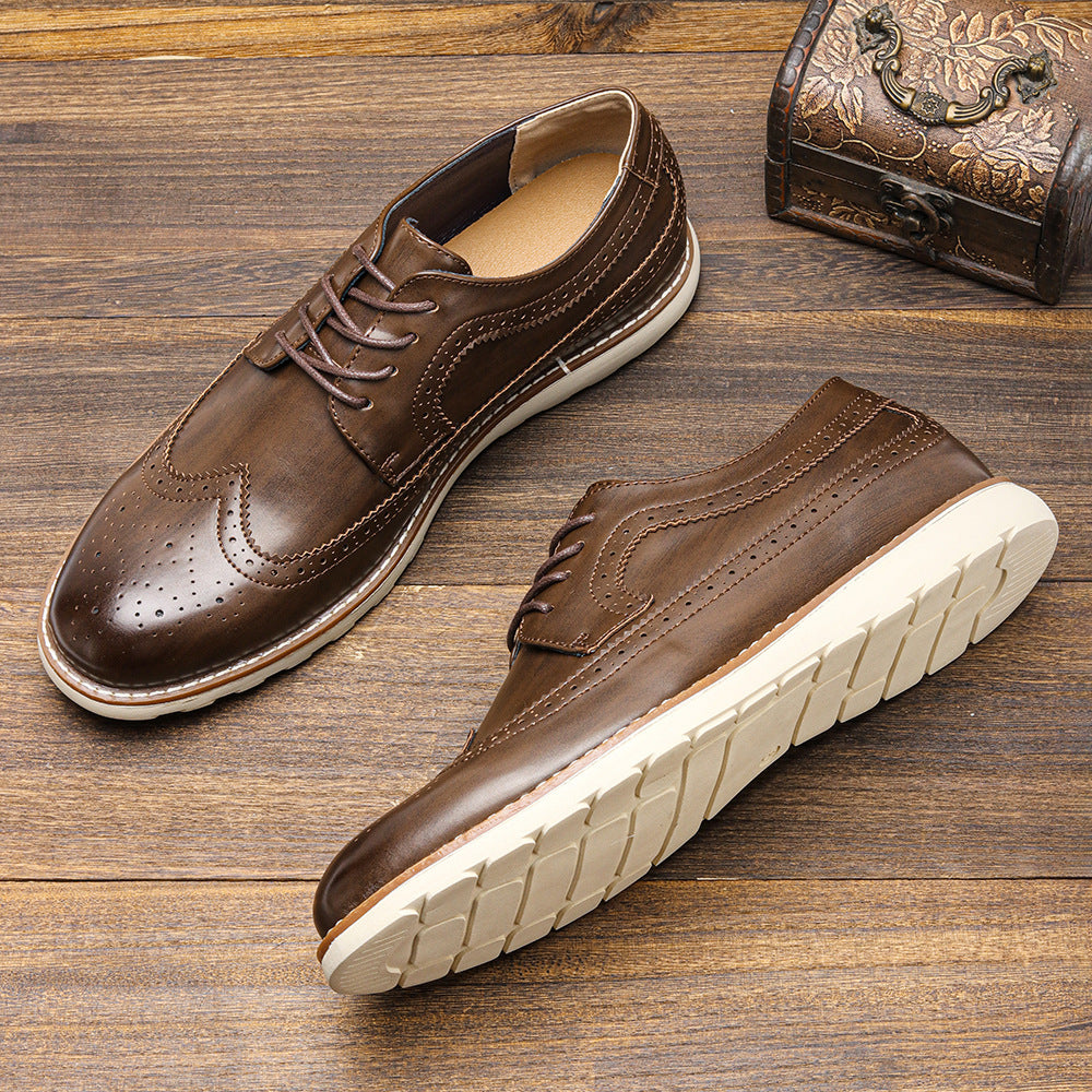 Classic Leather Brogue Sneakers – Lightweight & Comfortable