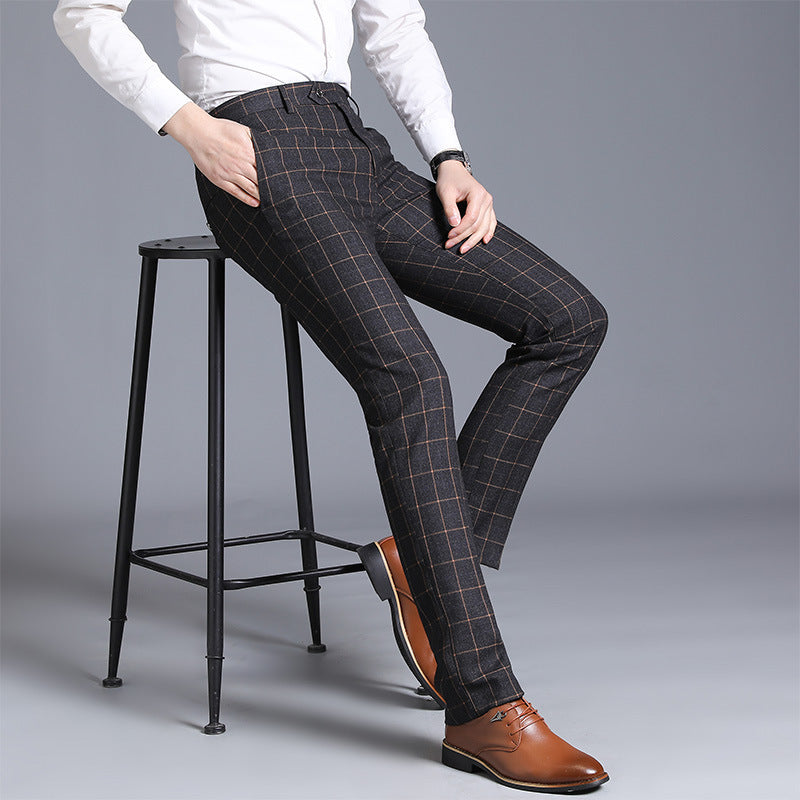 Plaid Slim Fit Suit Pants