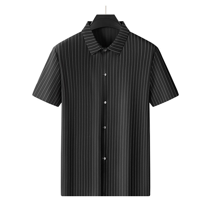 Urban Gents | Plus Size Striped Ice Silk Shirt
