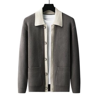 Contrast Collar Knit Cardigan