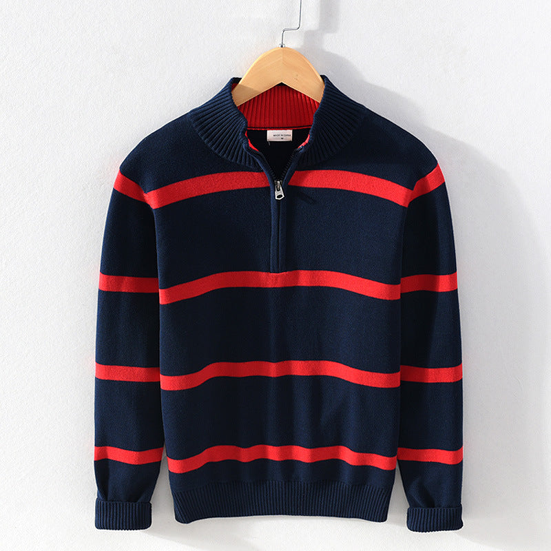 Men's Striped Half-Zip Sweater
