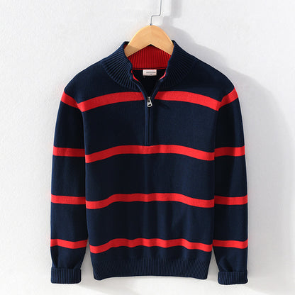 Men's Striped Half-Zip Sweater