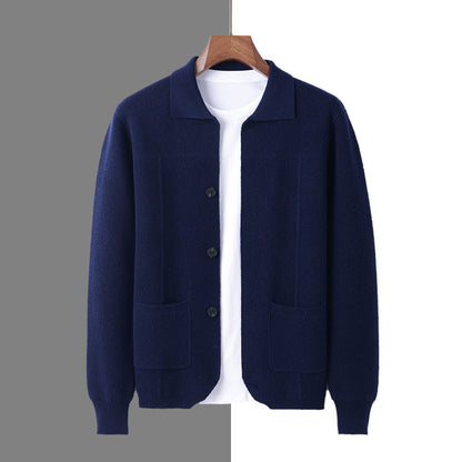 Men's Lapel Cardigan Sweater with Pockets