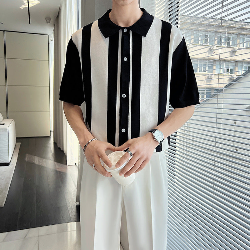 Urban Gents | Striped Color Block Polo Sweater