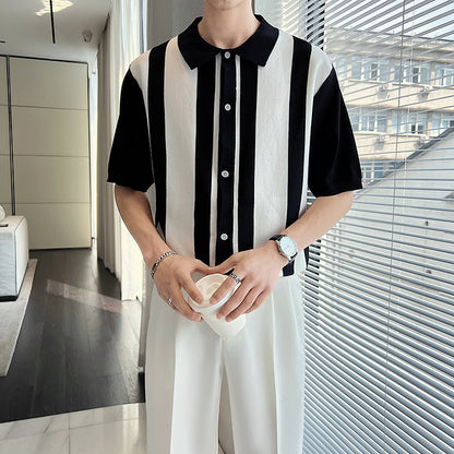Urban Gents | Striped Color Block Polo Sweater