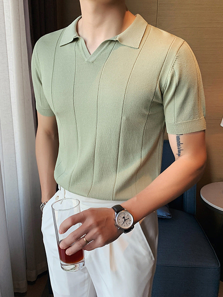 V-Neck Ice Silk Shirt