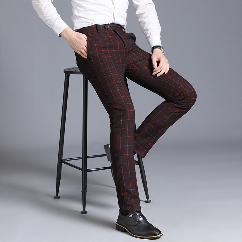 Plaid Slim Fit Suit Pants
