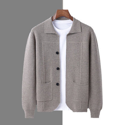 Men's Lapel Cardigan Sweater with Pockets