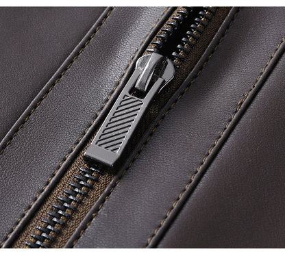 Urban Gents | Fur Lapel Leather Coat