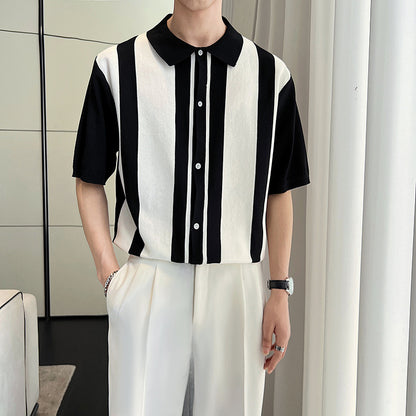 Urban Gents | Striped Color Block Polo Sweater