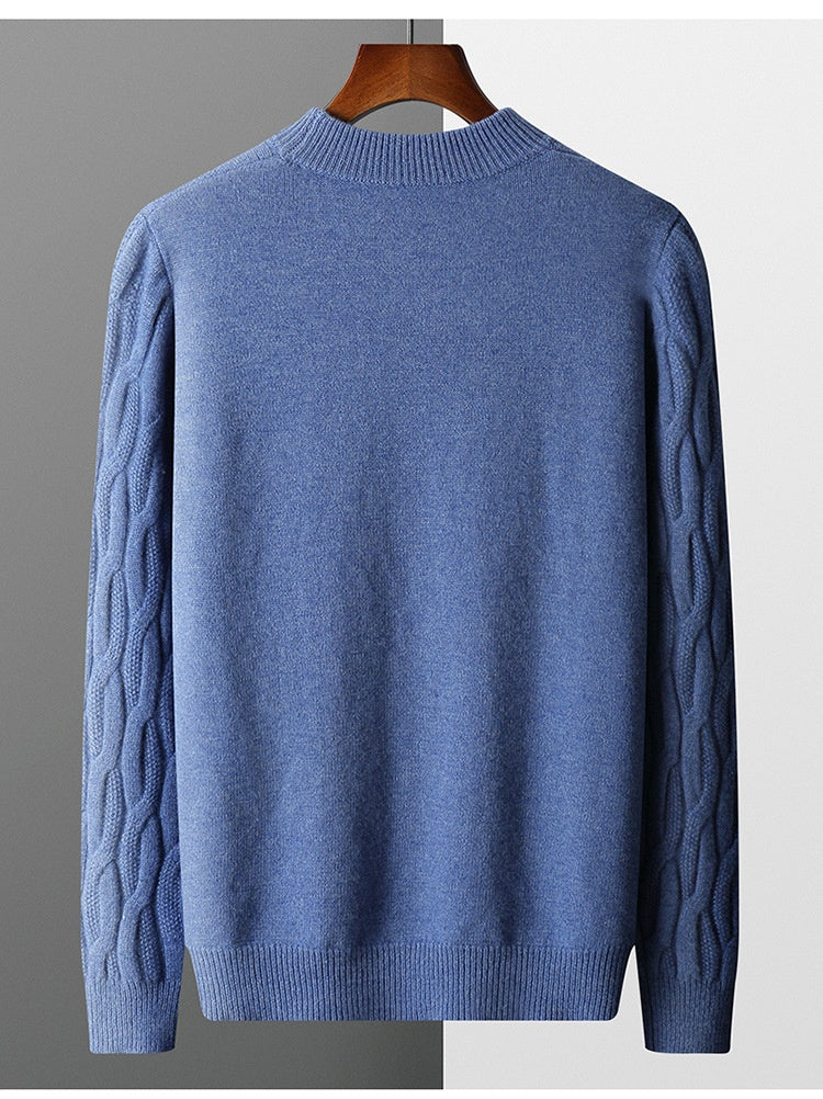 Men's knitted sweater with half turtleneck