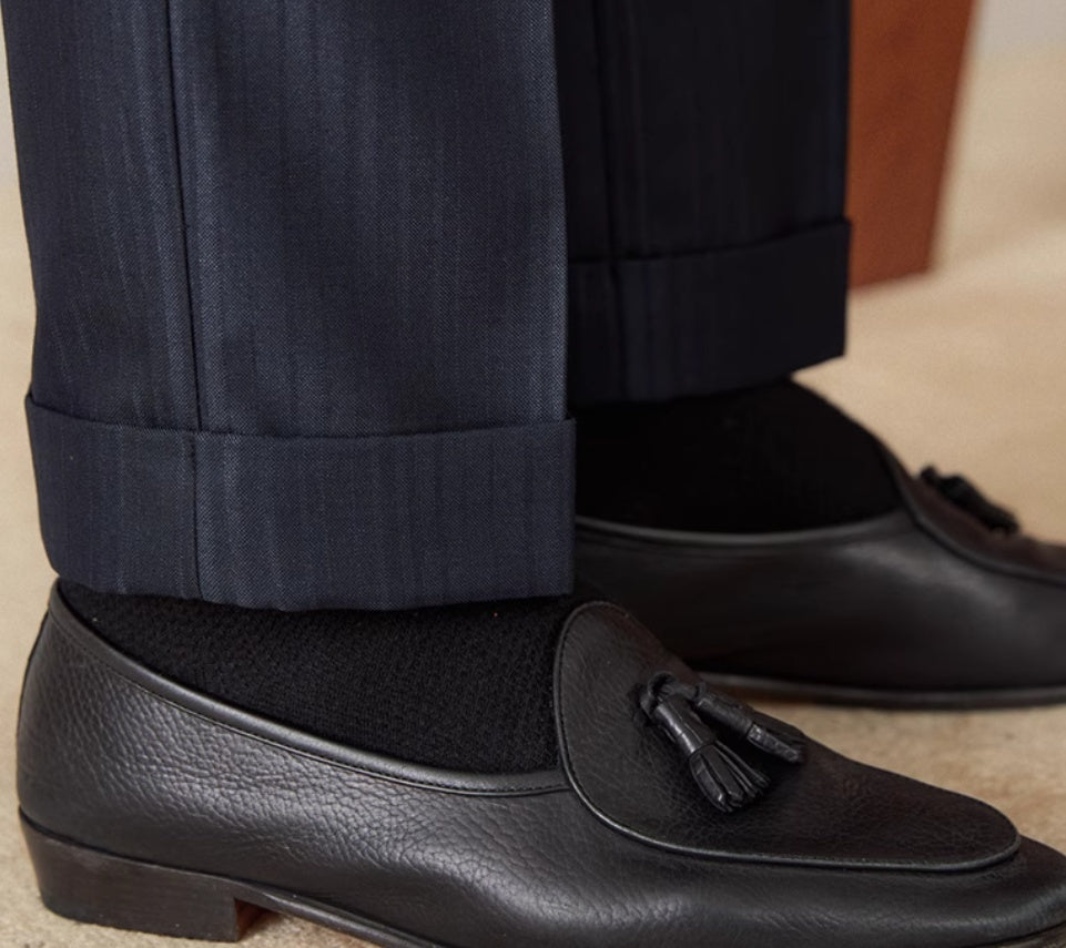 Striped High-Waist Suit Pants