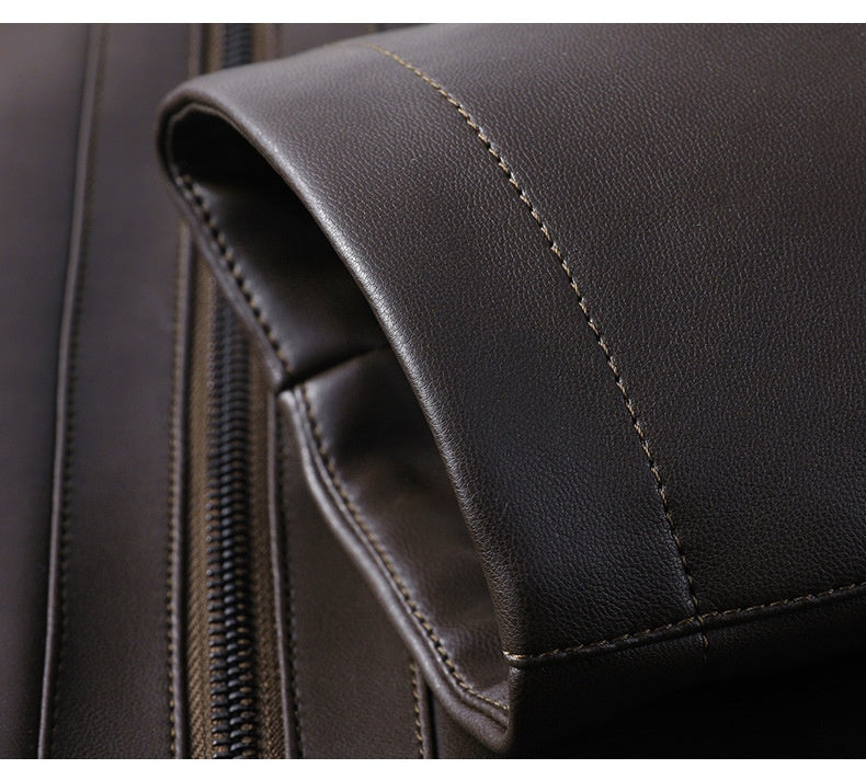 Urban Gents | Fur Lapel Leather Coat