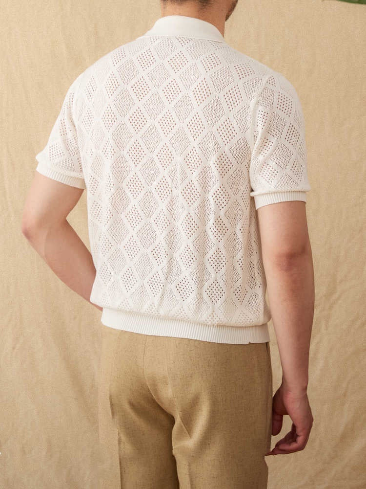 Urban Gents | Cotton Openwork Zip Polo