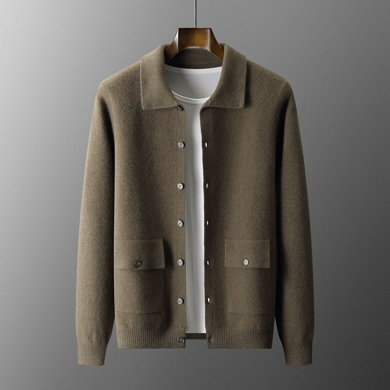 Urban Gents Wool Polo-Collar Cardigan