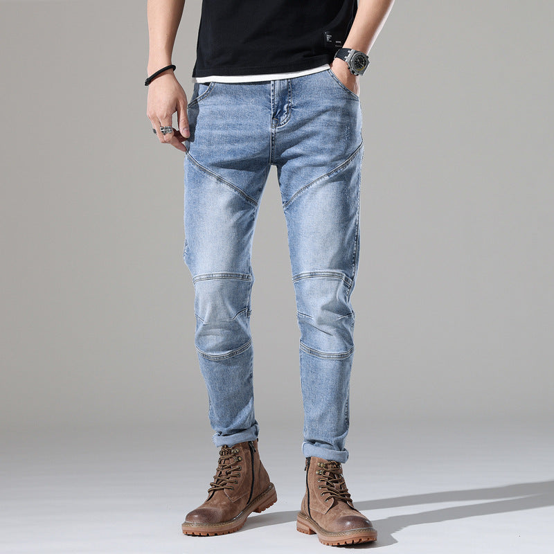 Urban Gents | Light-Wash Stretch Embroidered Jeans
