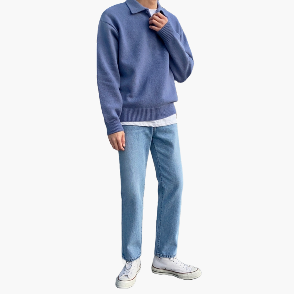 Urban Gents Men’s Lapel-Collar Jumper