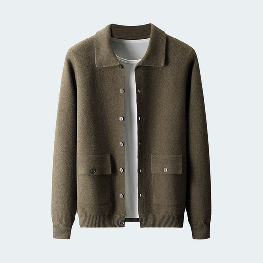 Urban Gents Wool Polo-Collar Cardigan