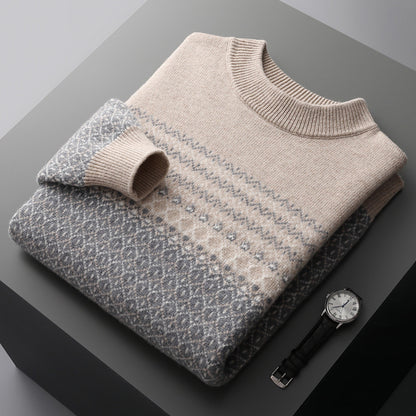 Wool Knit Sweater with Nordic Pattern