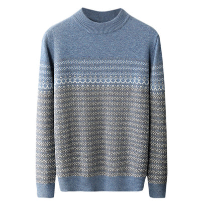 Wool Knit Sweater with Nordic Pattern