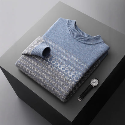 Wool Knit Sweater with Nordic Pattern