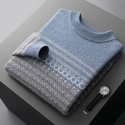 Wool Knit Sweater with Nordic Pattern