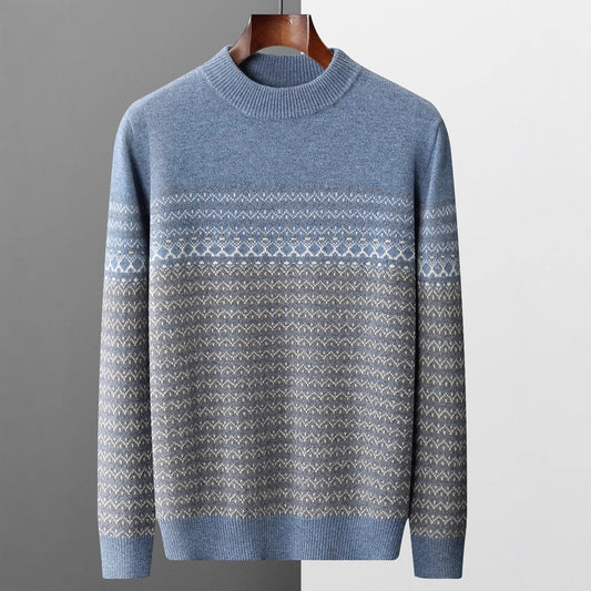 Wool Knit Sweater with Nordic Pattern