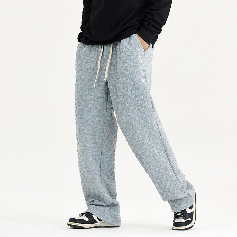 Loose Checkerboard Knit Trousers